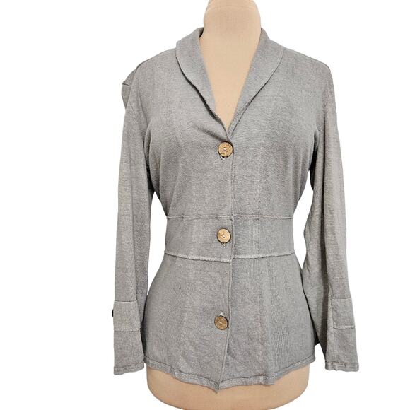 Earth Creations Cardigan Jacket Hemp Cotton S Gray Coastal Natural Sustainable - Picture 1 of 16